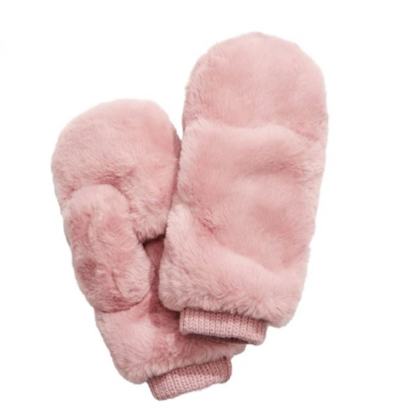 NWT INC Pop Top Faux Fur Pink Glam Fashion Mittens - Picture 1 of 3